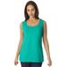 Plus Size Women's Horseshoe Neck Tank by Jessica London in Aqua Sea (Size 22/24) Top Stretch Cotton