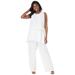 Plus Size Women's 2-Piece Wide-Leg Pant Set by Jessica London in White (Size 18 W)