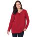 Plus Size Women's Perfect Long-Sleeve V-Neck Tee by Woman Within in Classic Red (Size L) Shirt