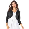 Plus Size Women's Bolero Cardigan with Three-Quarter Sleeves by Roaman's in Black (Size S) Shrug