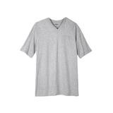 Men's Big & Tall Shrink-Less™ Lightweight Longer-Length V-neck T-shirt by KingSize in Heather Grey (Size 4XL)
