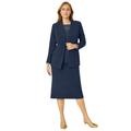 Plus Size Women's 2-Piece Stretch Crepe Single-Breasted Skirt Suit by Jessica London in Navy (Size 24) Set