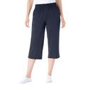 Plus Size Women's Elastic-Waist Knit Capri Pant by Woman Within in Navy (Size 2X)