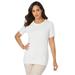 Plus Size Women's Fine Gauge Crewneck Shell by Jessica London in White (Size 30/32) Short Sleeve Sweater