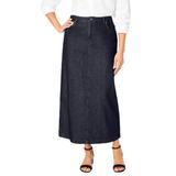 Plus Size Women's Classic Cotton Denim Midi Skirt by Jessica London in Indigo (Size 14) 100% Cotton