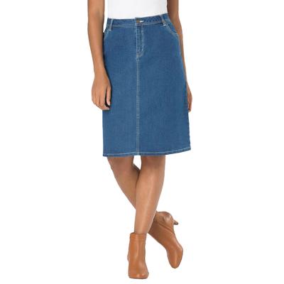 Plus Size Women's True Fit Stretch Denim Short Skirt by Jessica London in Medium Stonewash (Size 32)