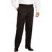 Men's Big & Tall Relaxed Fit Wrinkle-Free Expandable Waist Plain Front Pants by KingSize in Black (Size 54 38)