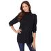 Plus Size Women's Fine Gauge Drop Needle Mockneck Sweater by Roaman's in Black (Size M)