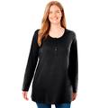 Plus Size Women's Perfect Long-Sleeve Henley Tee by Woman Within in Black (Size L) Shirt
