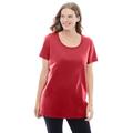 Plus Size Women's Perfect Short-Sleeve Scoopneck Tee by Woman Within in Classic Red (Size 1X) Shirt