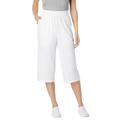 Plus Size Women's Elastic-Waist Knit Capri Pant by Woman Within in White (Size 5X)