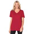 Plus Size Women's Perfect Short-Sleeve V-Neck Tee by Woman Within in Classic Red (Size 3X) Shirt