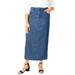 Plus Size Women's Classic Cotton Denim Midi Skirt by Jessica London in Medium Stonewash (Size 28) 100% Cotton