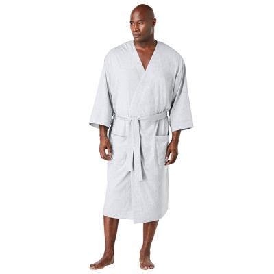 Men's Big & Tall Cotton Jersey Robe by KingSize in Heather Grey (Size 2XL/3XL)