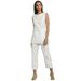 Plus Size Women's 2-Piece Linen Capri Set by Jessica London in White (Size 18) Washable Rayon Linen Blend