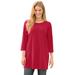 Plus Size Women's Perfect Three-Quarter-Sleeve Scoopneck Tunic by Woman Within in Classic Red (Size 3X)