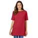 Plus Size Women's Perfect Short-Sleeve Boatneck Tunic by Woman Within in Classic Red (Size L)