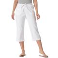 Plus Size Women's Drawstring Denim Capri by Woman Within in White (Size 30 W) Pants