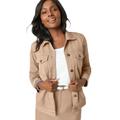 Plus Size Women's Classic Cotton Denim Jacket by Jessica London in New Khaki (Size 28) 100% Cotton Jean Jacket