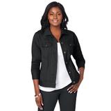 Plus Size Women's Classic Cotton Denim Jacket by Jessica London in Black (Size 16) 100% Cotton Jean Jacket