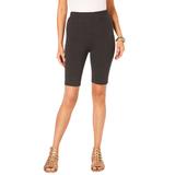 Plus Size Women's Essential Stretch Bike Short by Roaman's in Heather Charcoal (Size 3X) Cycle Gym Workout