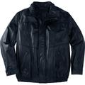 Men's Big & Tall Leather Bomber Jacket by KingSize in Black (Size XL)