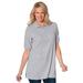 Plus Size Women's Elbow Short-Sleeve Polo Tunic by Woman Within in Heather Grey (Size 1X) Polo Shirt