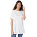 Plus Size Women's Perfect Cuffed Elbow-Sleeve Boat-Neck Tee by Woman Within in White (Size L) Shirt