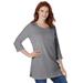 Plus Size Women's Perfect Three-Quarter-Sleeve Scoopneck Tunic by Woman Within in Medium Heather Grey (Size 4X)