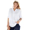 Plus Size Women's Three-Quarter Sleeve Tab-Front Tunic by Woman Within in White (Size M)