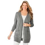 Plus Size Women's Perfect Longer-Length Cotton Cardigan by Woman Within in Medium Heather Grey (Size M) Sweater