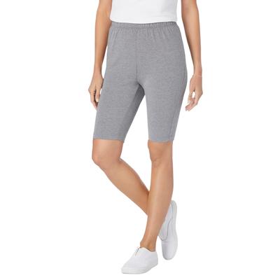 Plus Size Women's Stretch Cotton Bike Short by Woman Within in Medium Heather Grey (Size L)