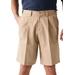 Men's Big & Tall Wrinkle-Free Expandable Waist Pleat Front Shorts by KingSize in Dark Khaki (Size 44)