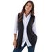 Plus Size Women's Fine Gauge Drop Needle Sweater Vest by Roaman's in Black (Size 2X)