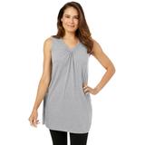 Plus Size Women's Perfect Sleeveless Shirred V-Neck Tunic by Woman Within in Heather Grey (Size 4X)