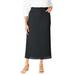 Plus Size Women's Classic Cotton Denim Midi Skirt by Jessica London in Black (Size 26) 100% Cotton