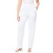 Plus Size Women's Straight-Leg Soft Knit Pant by Roaman's in White (Size S) Pull On Elastic Waist