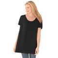 Plus Size Women's Perfect Short-Sleeve Shirred U-Neck Tunic by Woman Within in Black (Size 4X)