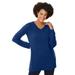 Plus Size Women's Cable Knit V-Neck Pullover Sweater by Woman Within in Evening Blue (Size 38/40)