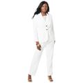 Plus Size Women's 2-Piece Stretch Crepe Single-Breasted Pantsuit by Jessica London in White (Size 22 W) Set
