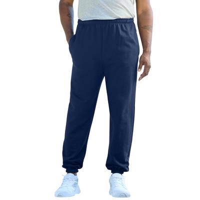 Men's Big & Tall Fleece Elastic Cuff Sweatpants by KingSize in Navy (Size 2XL)