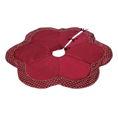 Scallop Edge Border Christmas Tree Skirt by BrylaneHome in Red