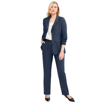 Plus Size Women's 2-Piece Stretch Crepe Single-Breasted Pantsuit by Jessica London in Navy (Size 20 W) Set