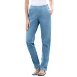 Plus Size Women's Straight Leg Fineline Jean by Woman Within in Light Stonewash (Size 26 W)