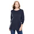 Plus Size Women's Perfect Long-Sleeve Crewneck Tee by Woman Within in Navy (Size 5X) Shirt