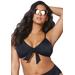 Plus Size Women's Mentor Tie Front Bikini Top by Swimsuits For All in Black (Size 14)