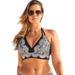 Plus Size Women's Avenger Halter Bikini Top by Swimsuits For All in Black White Lace Print (Size 8)