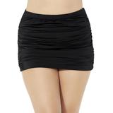 Plus Size Women's Shirred High Waist Swim Skirt by Swimsuits For All in Black (Size 22)