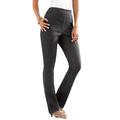 Plus Size Women's Straight-Leg Comfort Stretch Jean by Denim 24/7 in Black Denim (Size 26 W) Elastic Waist Denim