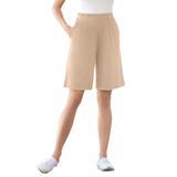 Plus Size Women's 7-Day Knit Short by Woman Within in New Khaki (Size M)